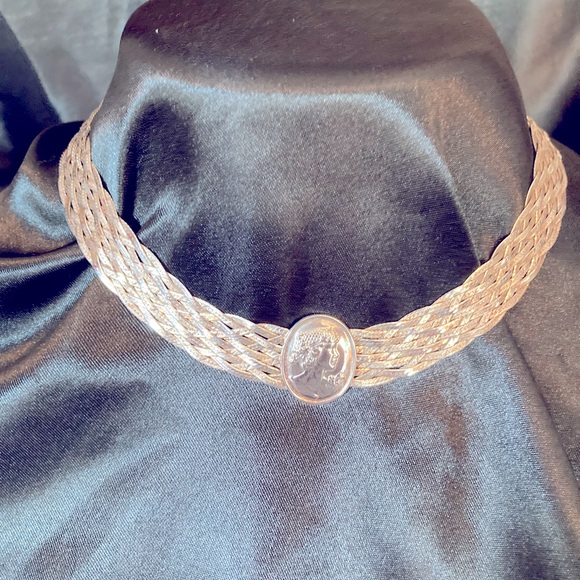 Vintage Cameo Sterling Silver Necklace - Picture 1 of 5